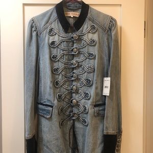 Free People Denim Military Jacket